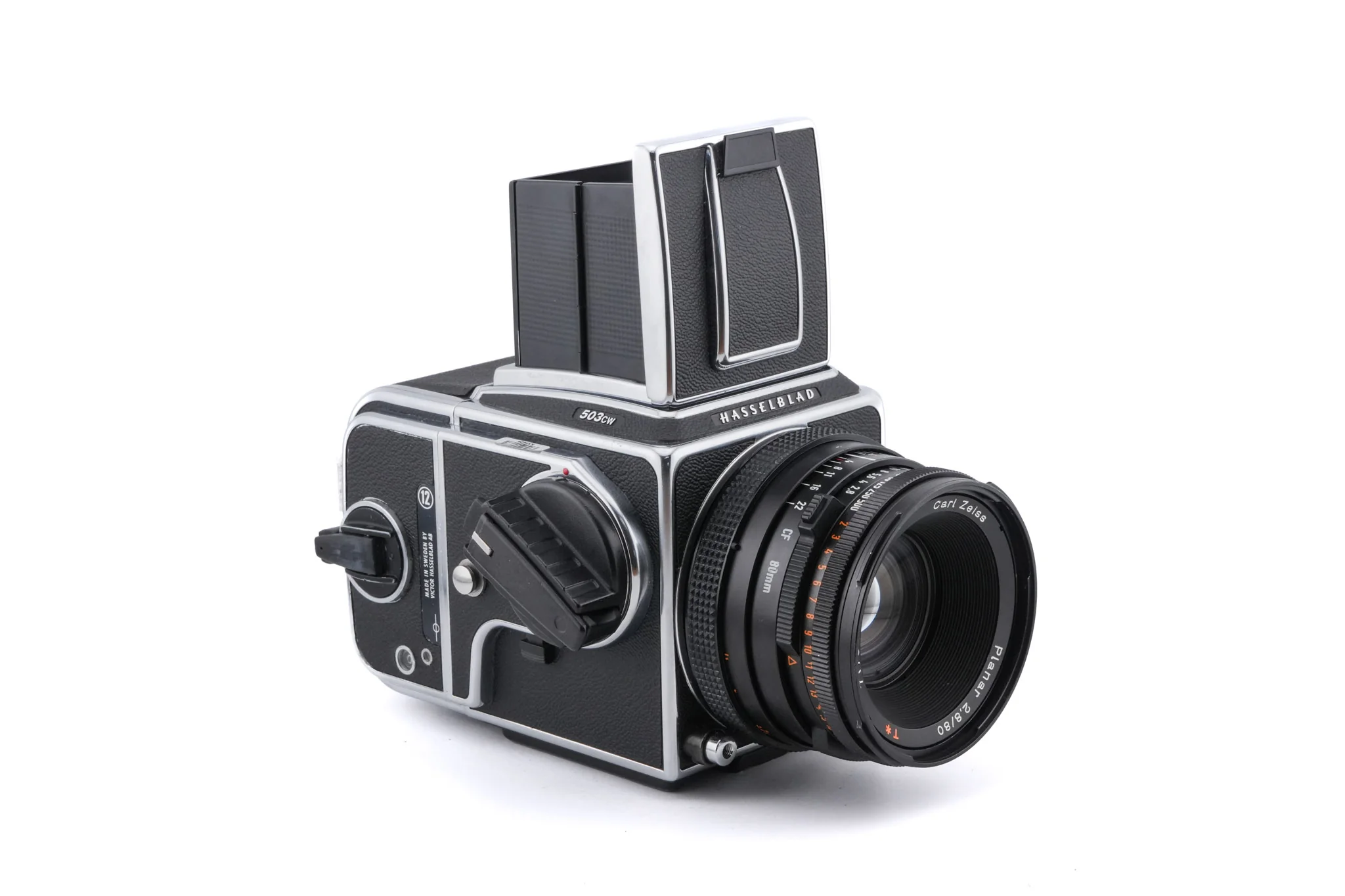 Hasselblad 503CW (Silver, 10243) + Waist Level Finder (New / Chrome, 42315) + A12N Film Magazine + Acute Matte D Standard Focusing Screen (42204) + 80mm f2.8 Planar T* CF (20029) - Image 2
