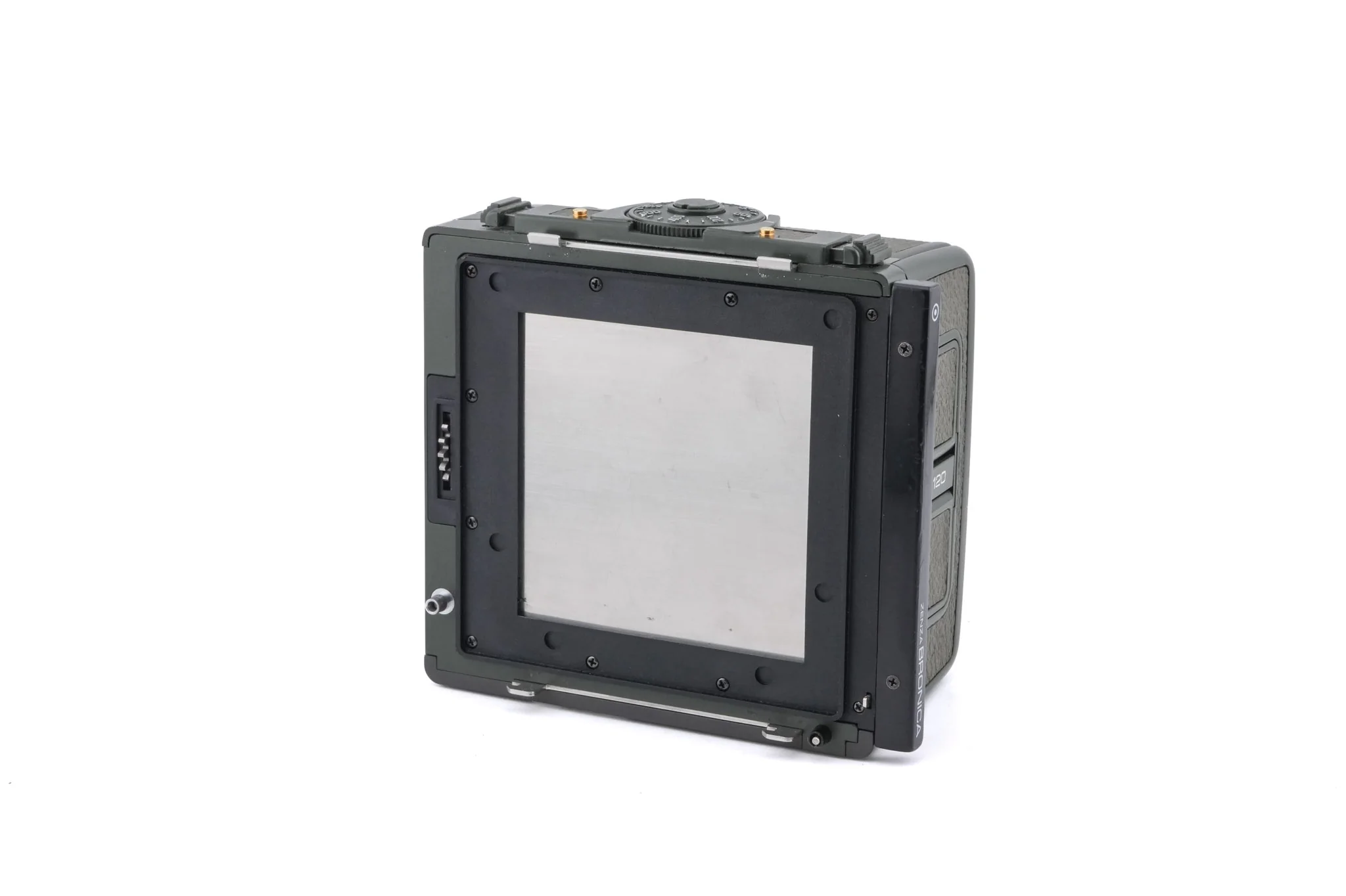 Zenza Bronica SQ-A SF (Safari) + Waist Level Finder SF (Safari) + Speed Grip S Winder SF (Safari) + SQ 6x6 120 Roll Film Back SF (Safari) + 80mm f2.8 Zenzanon-S SF (Safari) + AE Prism Finder S SF (Safari) + SQ Bellows Shade (Safari) - Image 10