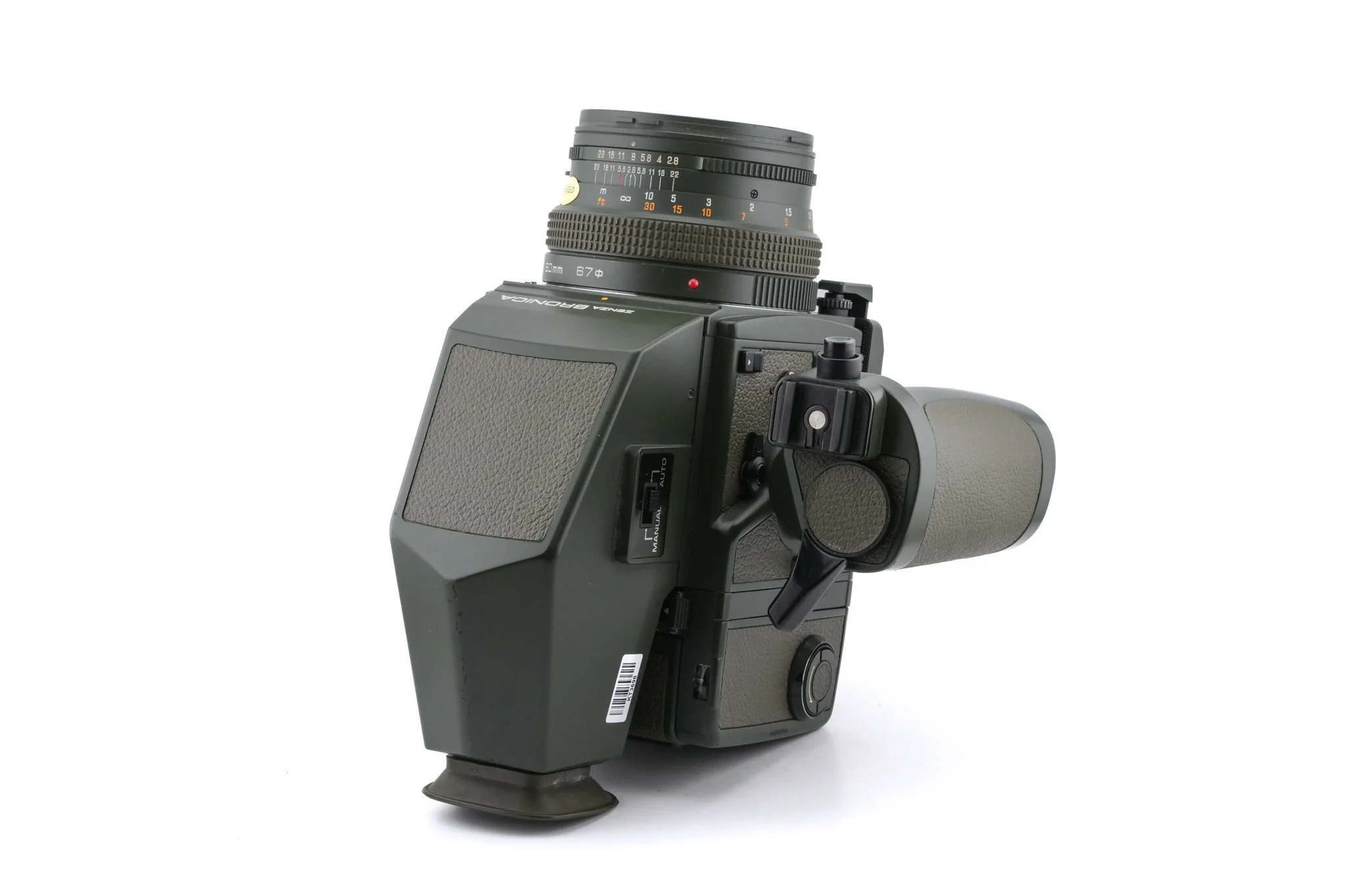 Zenza Bronica SQ-A SF (Safari) + Waist Level Finder SF (Safari) + Speed Grip S Winder SF (Safari) + SQ 6x6 120 Roll Film Back SF (Safari) + 80mm f2.8 Zenzanon-S SF (Safari) + AE Prism Finder S SF (Safari) + SQ Bellows Shade (Safari) - Image 5